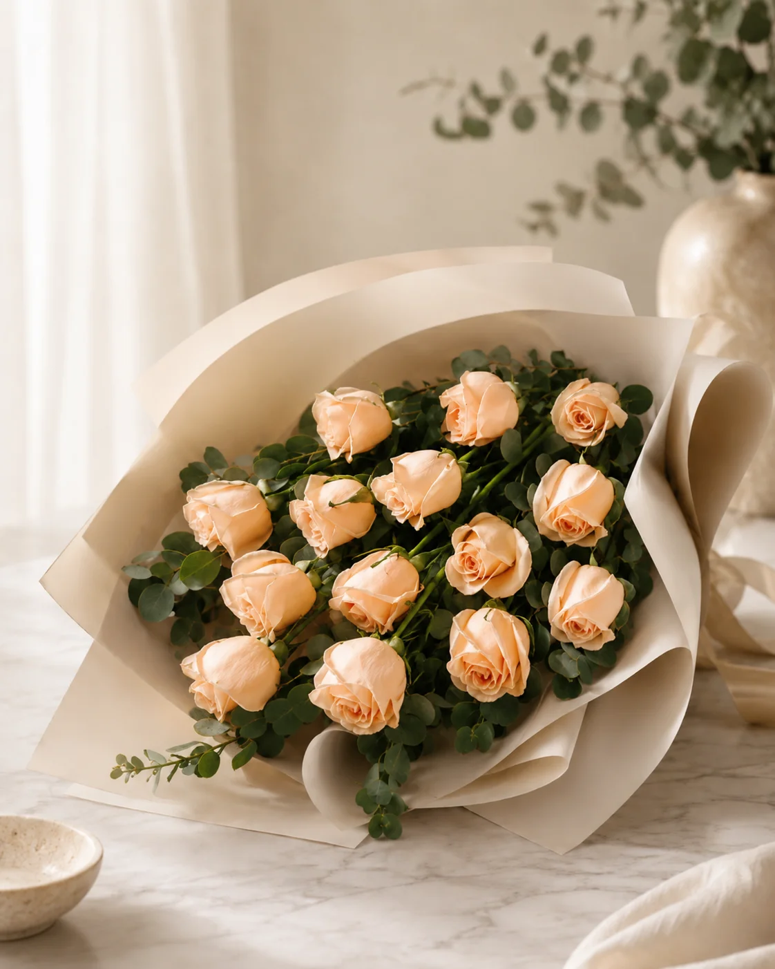 12 Premium Long Stem Pink Roses Bouquet view 3