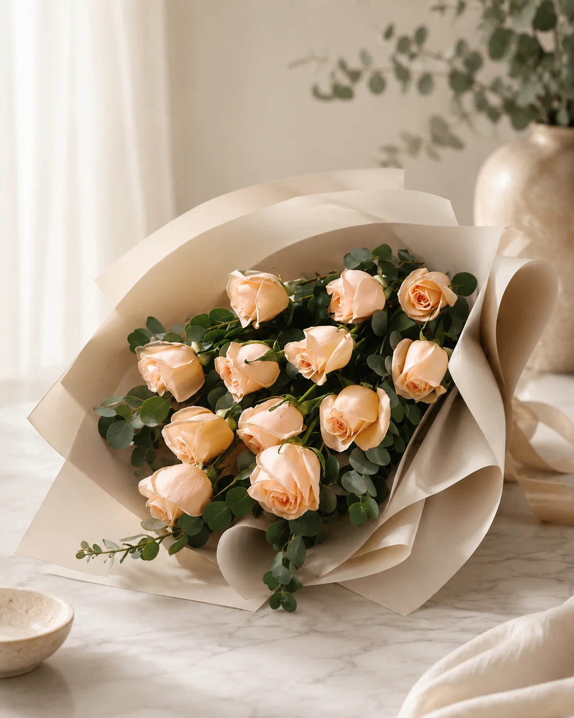 12 Premium Long Stem Pink Roses Bouquet view 2