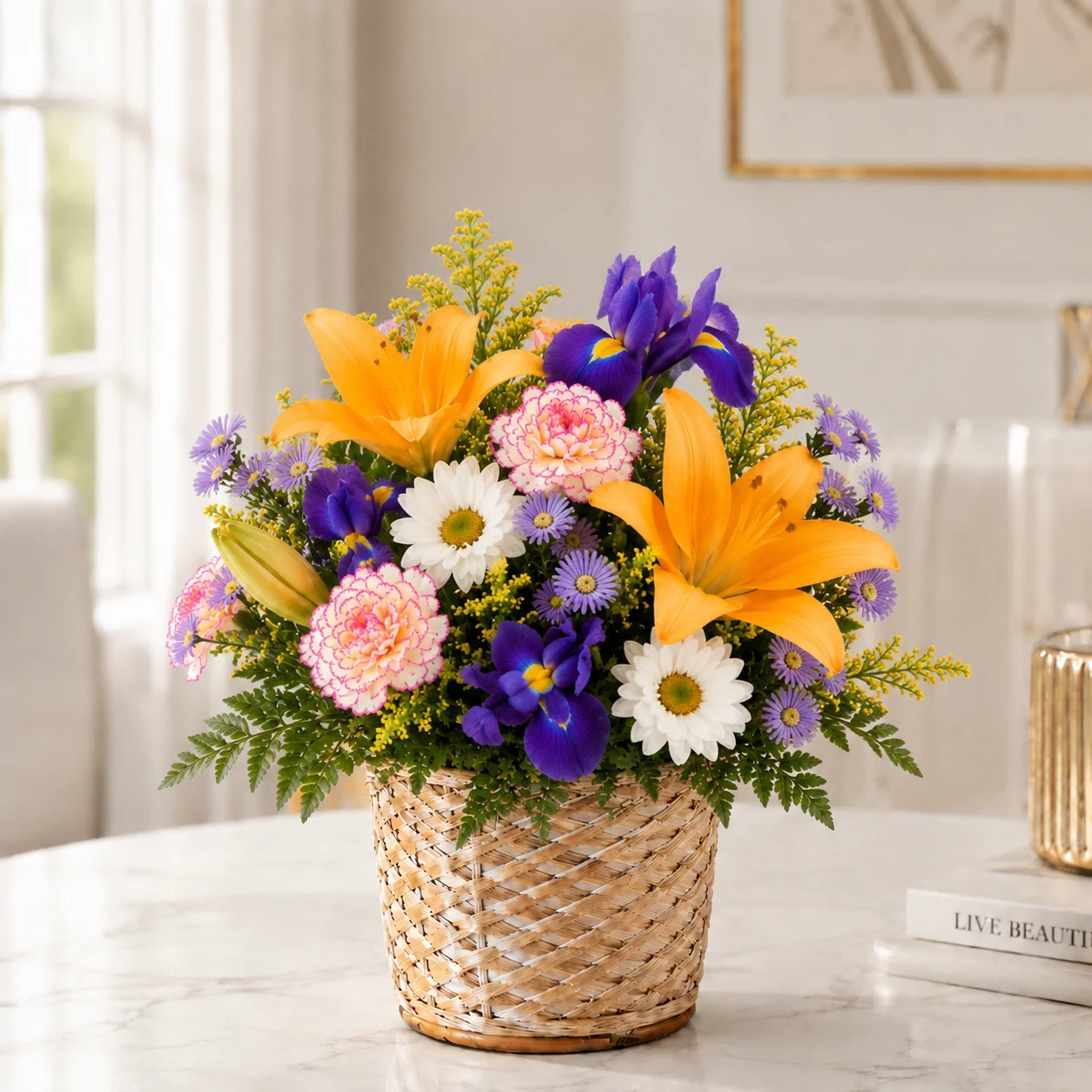 Lily and Iris Flower Basket 2