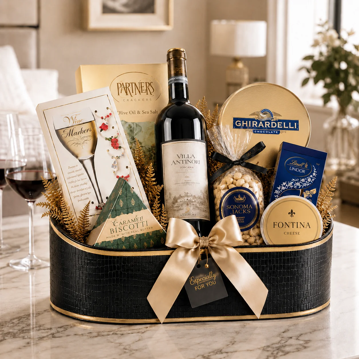 Fine Wine and Gourmet Treats Basket view 3