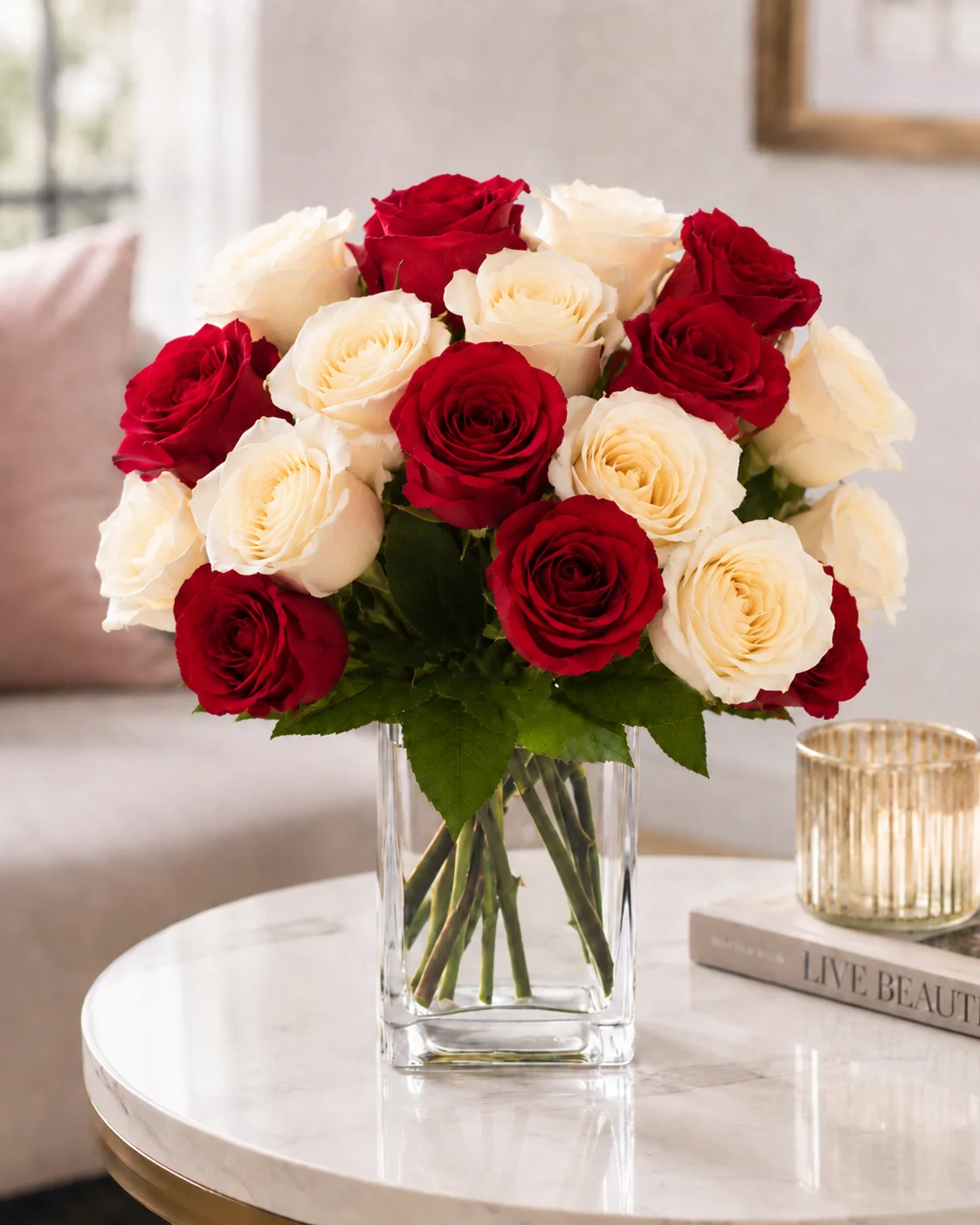 Just For you! Red and White Rose Bouquet 5