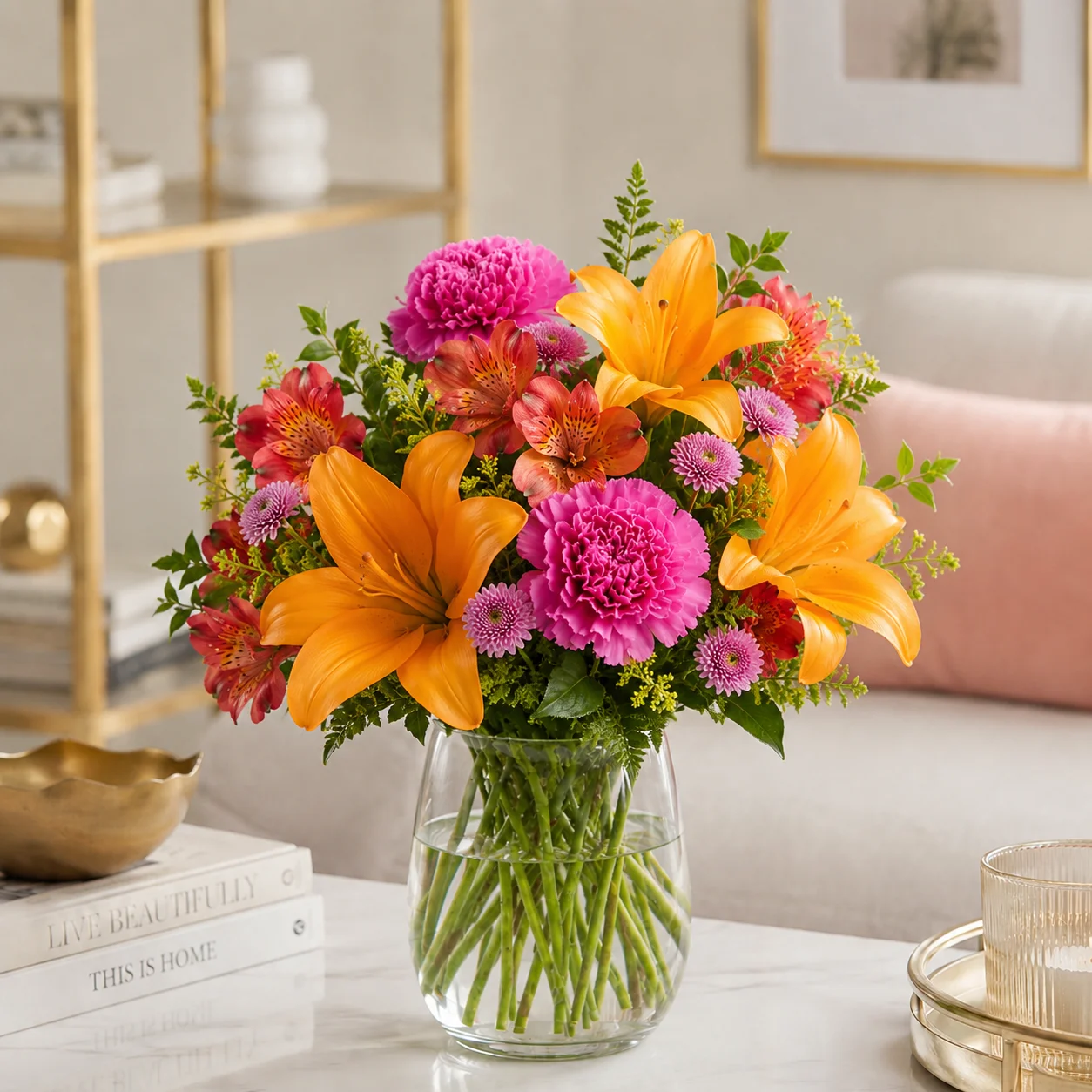 Lily and Carnation Bouquet view 2