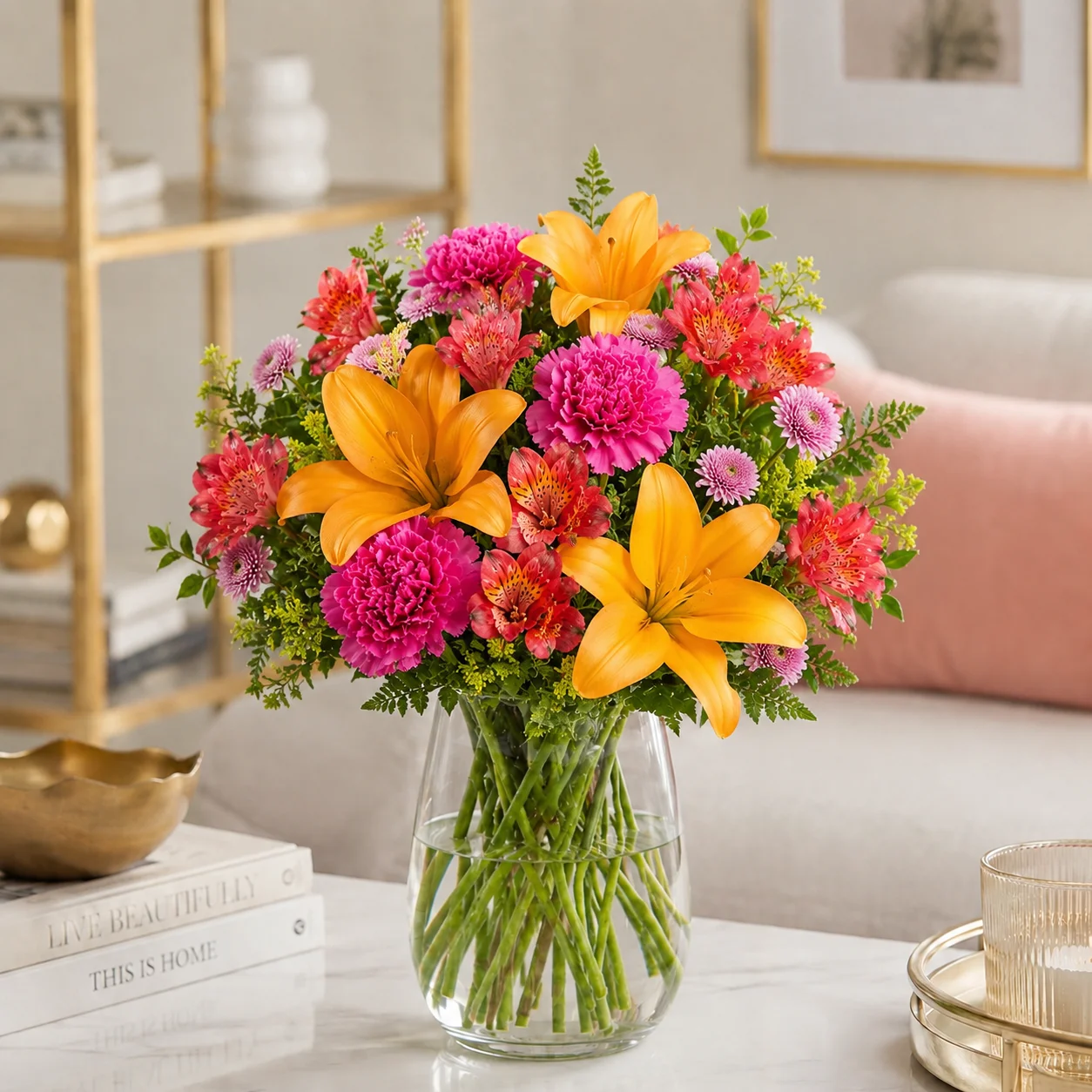 Lily and Carnation Bouquet view 3