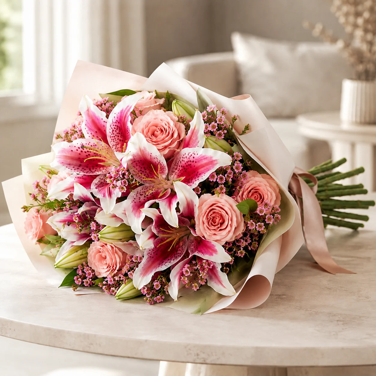 Hand-Tied Pink Beauty Bouquet 4