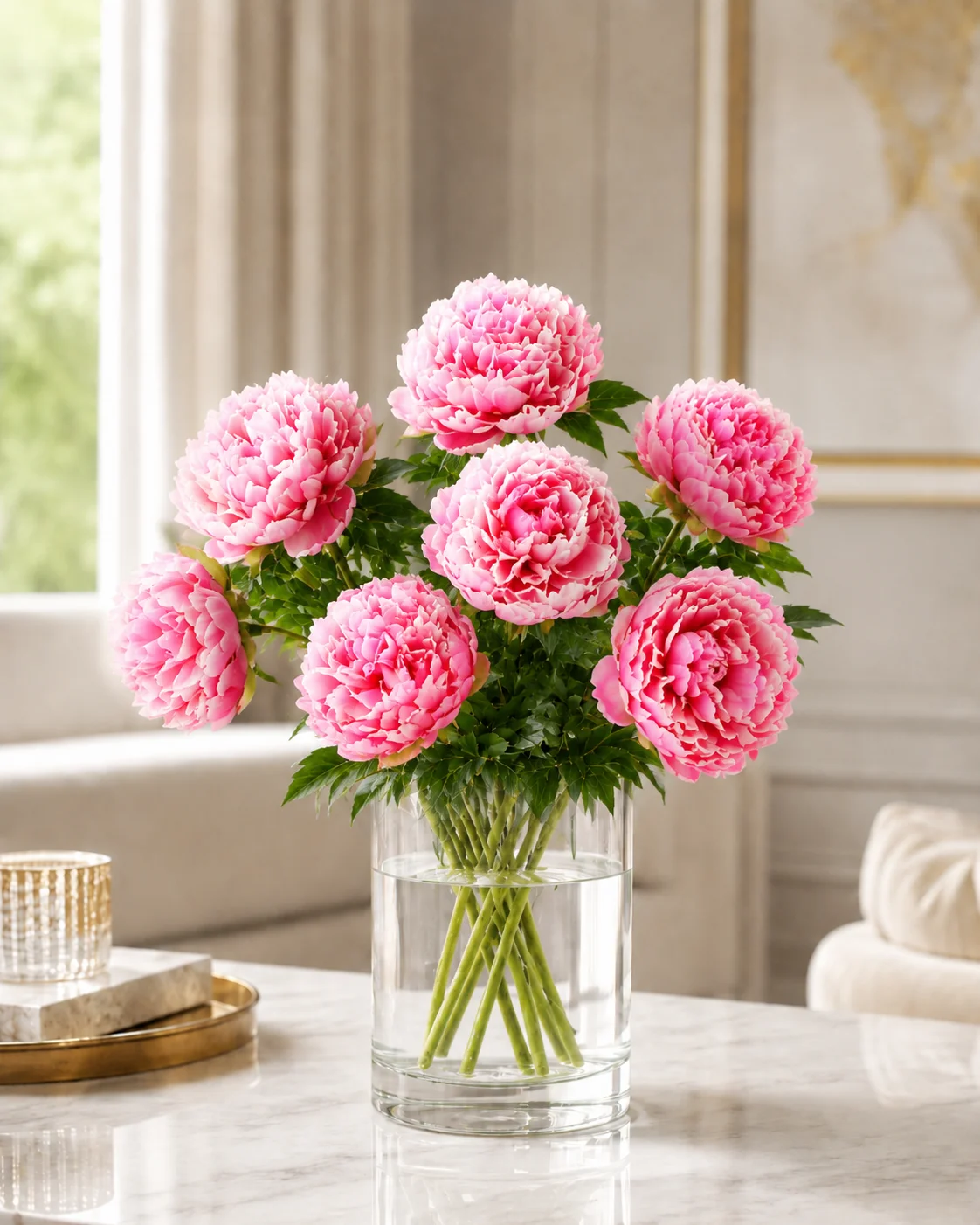 Pink Peonies in Vase view 2