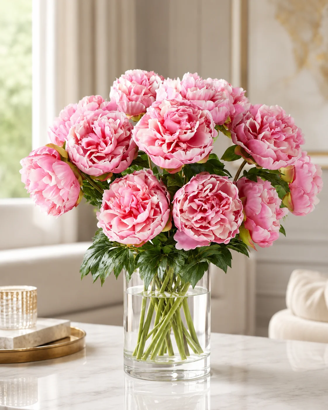 Pink Peonies in Vase view 4