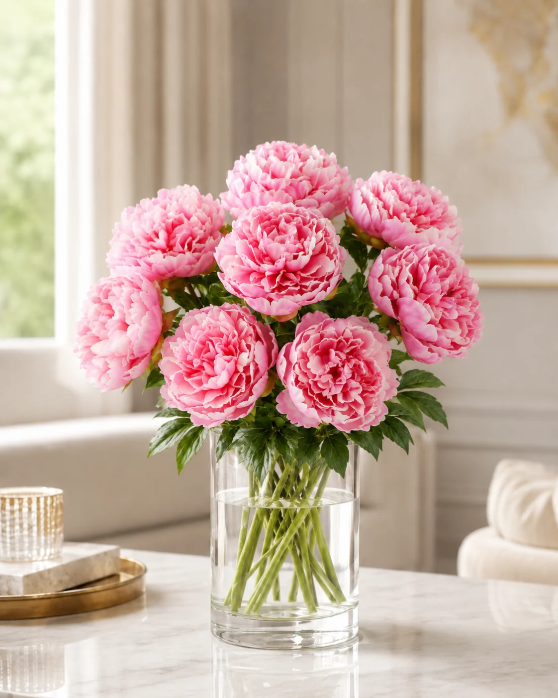 Pink Peonies in Vase view 3