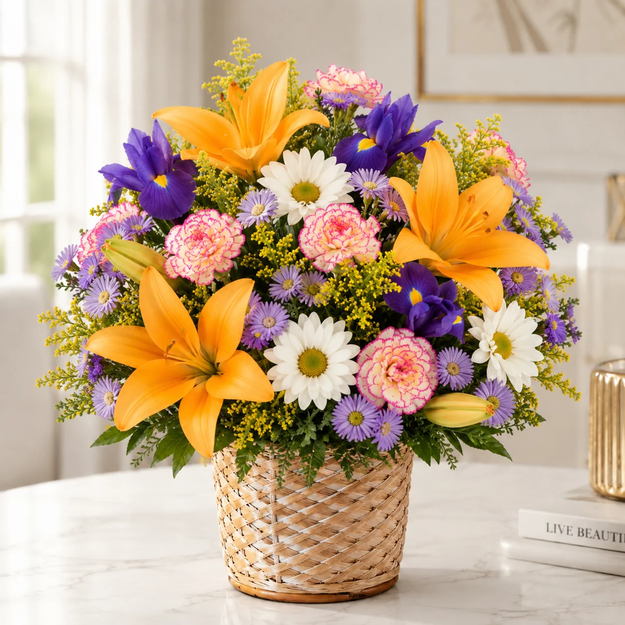 Lily and Iris Flower Basket 4