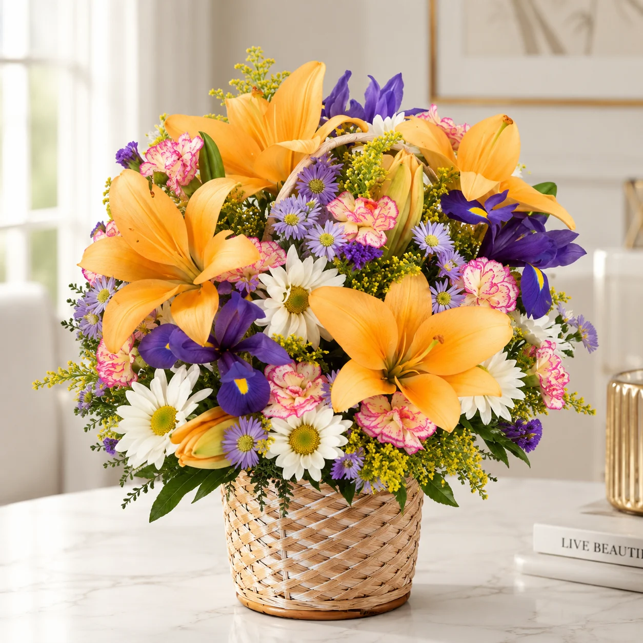Lily and Iris Flower Basket 5