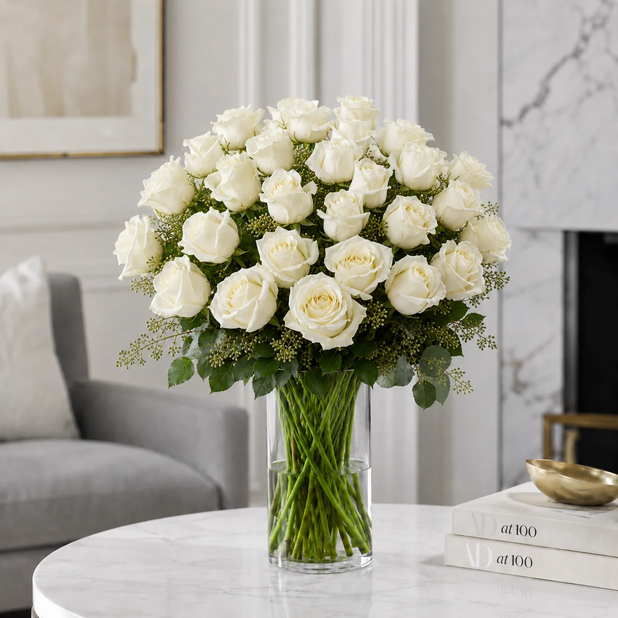 Two Dozen White Roses Bouquet 1