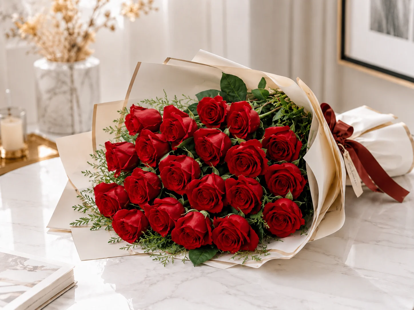 12 Premium Long Stem Red Roses Bouquet view 5