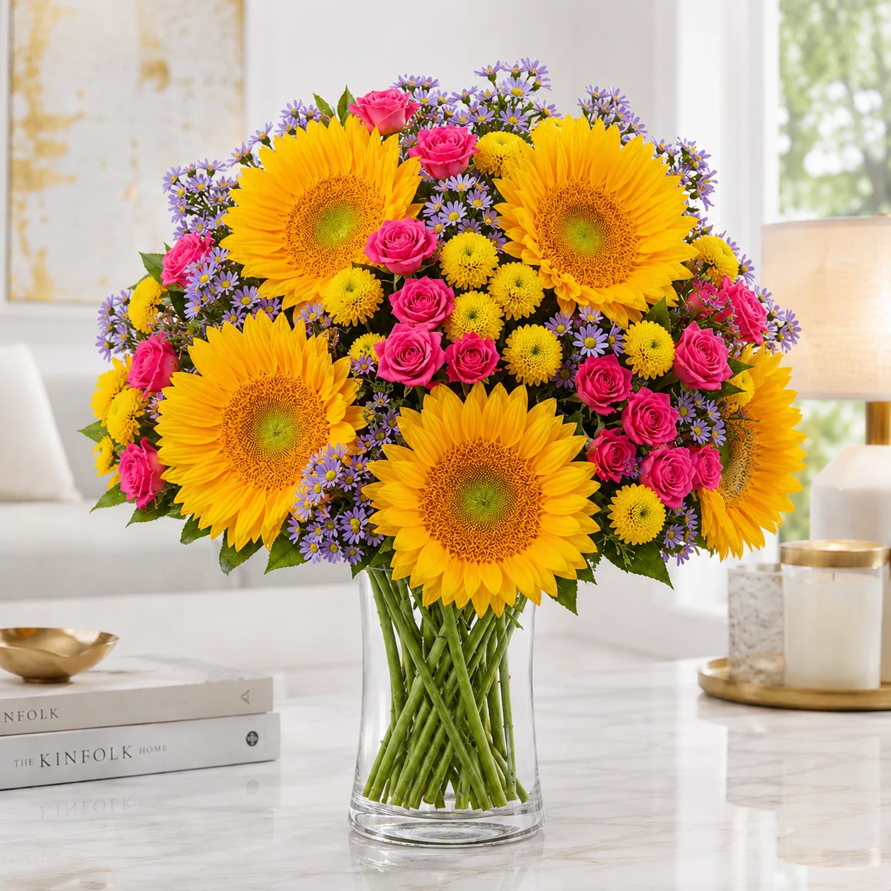 Sunflower and Spray Roses Bouquet 5