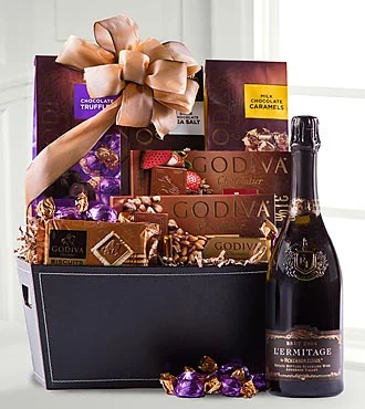 Godiva® Gift Basket with a Sparkling Wine 1