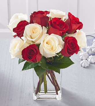 Send Just For You Red And White Rose Bouquet To Ghana